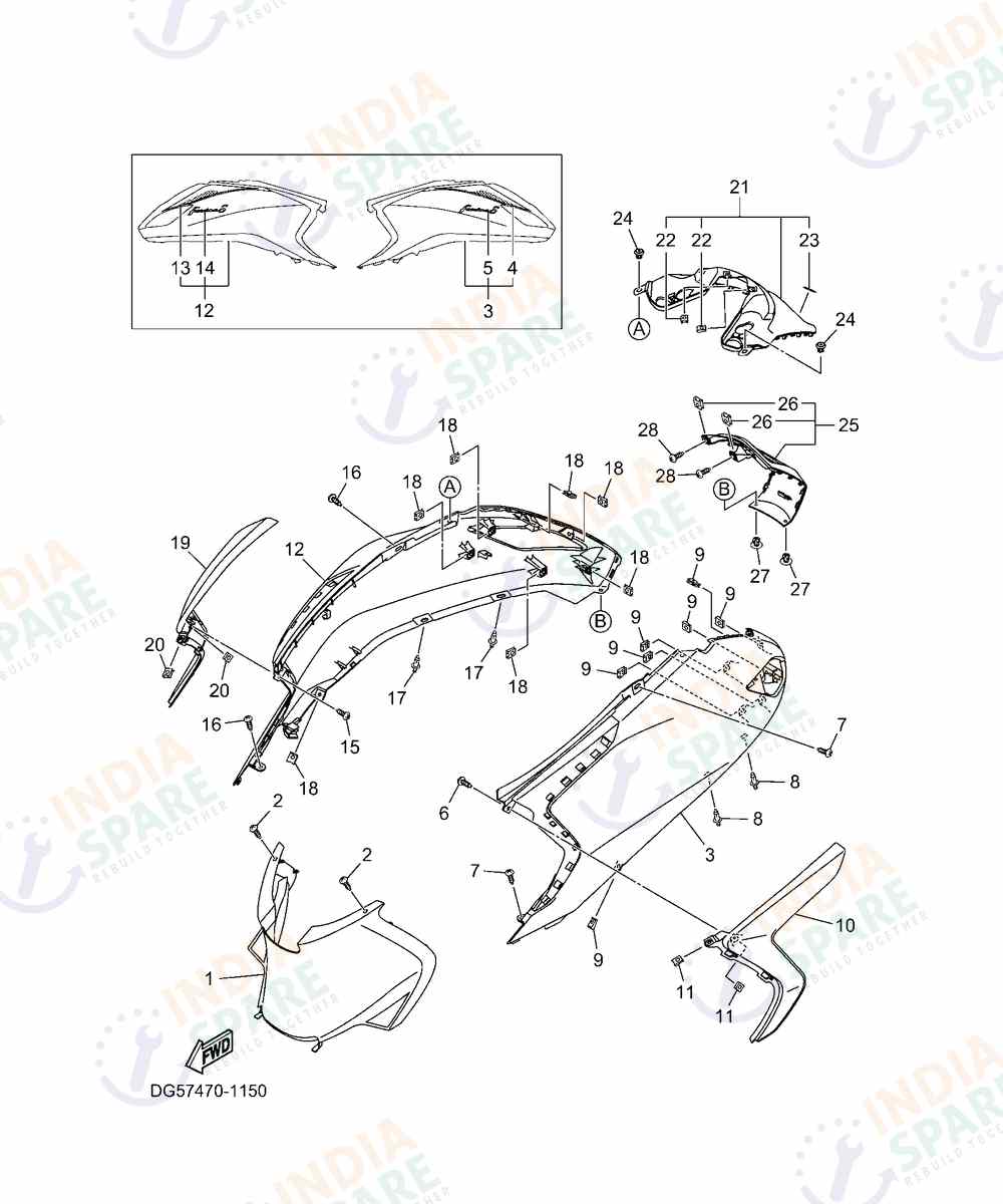 YAMAHA DG57 FASCINO 125CC DISC Series SIDE COVER